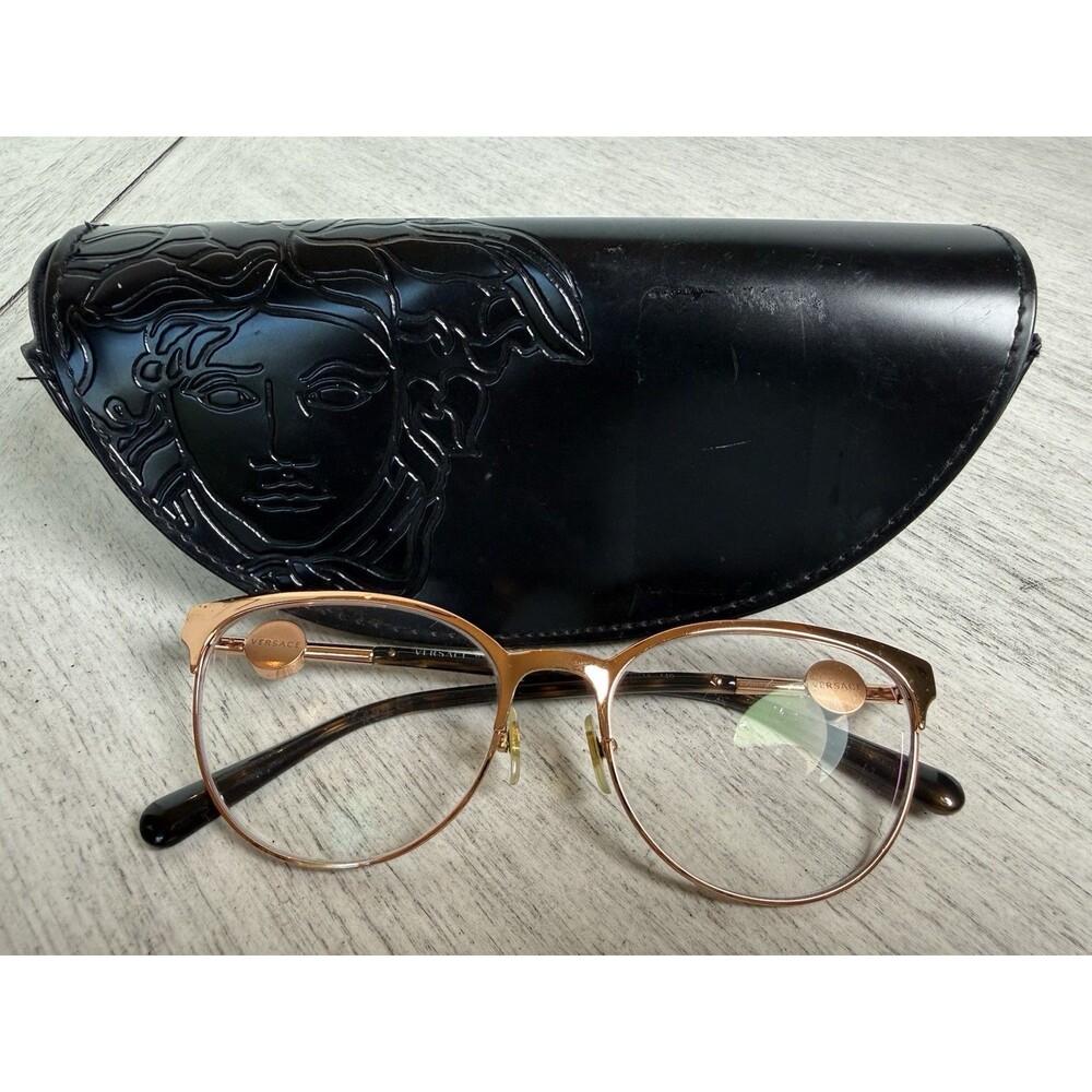 Versace Reading Glasses MOD 1271 Rose Gold Cat Eye 140 54-18 & Rare Vintage Case